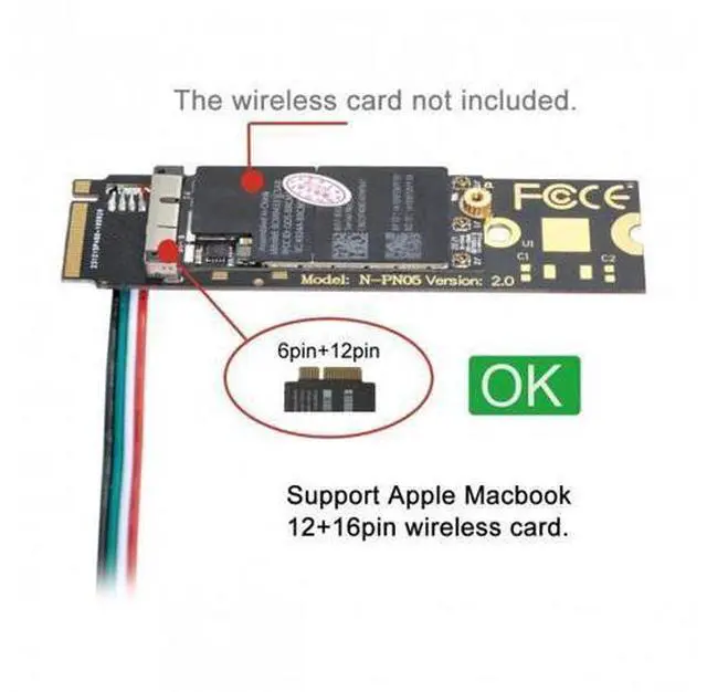 Alt view image 5 of 7 - HKCY EP-001 BCM94360CD BCM94360CS BCM943602CS BCM94360CS2 WiFi Card to M.2 NGFF Key-M NVME SSD Adapter