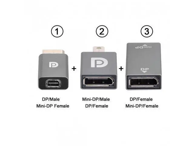 Alt view image 2 of 7 - HKCY DP-033 3pcs/set Mini DisplayPort 1.2 4K 60hz to DP Adapter Male Female Ultra-HD UHD for Video PC Laptop TV