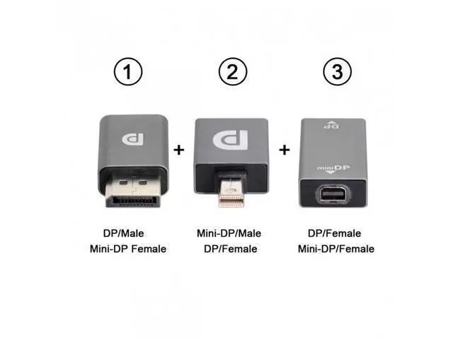 Alt view image 3 of 7 - HKCY DP-033 3pcs/set Mini DisplayPort 1.2 4K 60hz to DP Adapter Male Female Ultra-HD UHD for Video PC Laptop TV