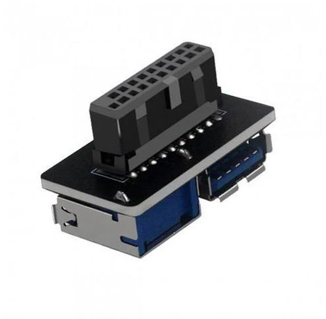 Main image of HKCY U3-056 Dual USB 3.0 A Type Female to Motherboard 20/19 Pin Box Header Slot Adapter PCBA Flat Type