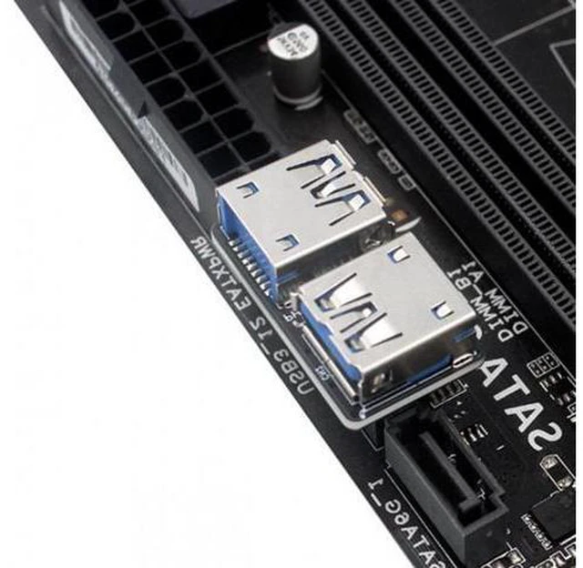Alt view image 5 of 7 - HKCY U3-056 Dual USB 3.0 A Type Female to Motherboard 20/19 Pin Box Header Slot Adapter PCBA Flat Type