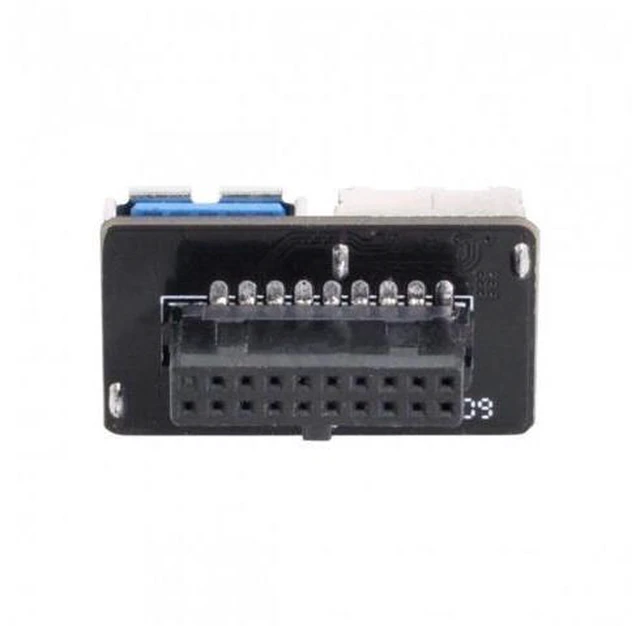 Alt view image 7 of 7 - HKCY U3-056 Dual USB 3.0 A Type Female to Motherboard 20/19 Pin Box Header Slot Adapter PCBA Flat Type