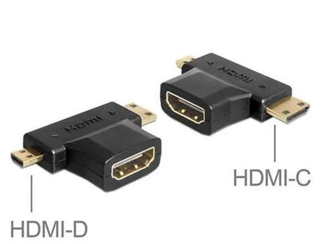 Alt view image 3 of 7 - HKCY HD-113 Micro HDMI male Mini HDMI male to HDMI 1.4 Female 90 degree 2 in 1 combo adapter
