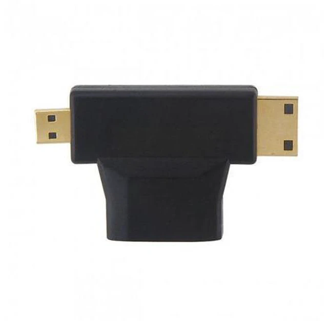 Alt view image 4 of 7 - HKCY HD-113 Micro HDMI male Mini HDMI male to HDMI 1.4 Female 90 degree 2 in 1 combo adapter