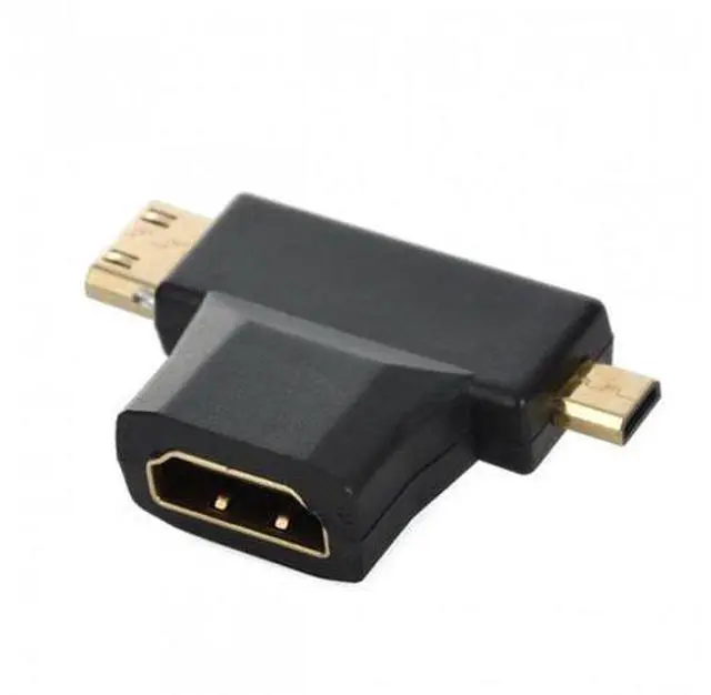 Alt view image 5 of 7 - HKCY HD-113 Micro HDMI male Mini HDMI male to HDMI 1.4 Female 90 degree 2 in 1 combo adapter