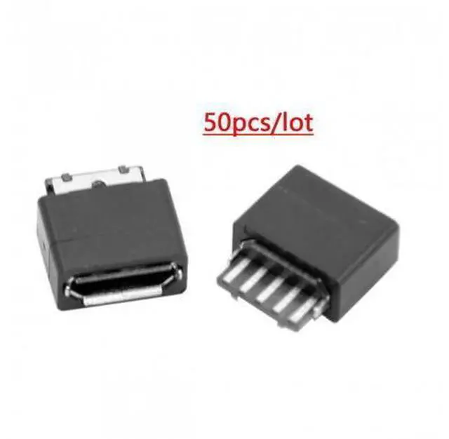 Alt view image 7 of 7 - HKCY CN-001-50PCS 50Pcs Type B Micro USB Female 5 Pin Jack Port Socket Connector Solder Type Repair Parts