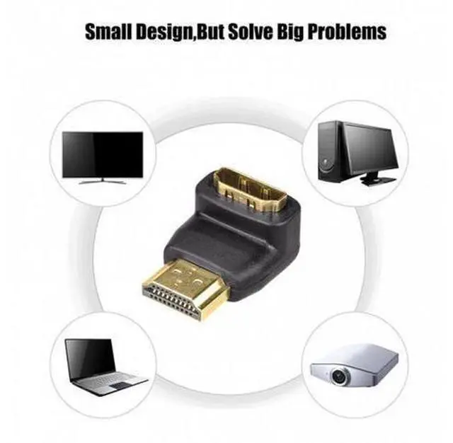 Alt view image 7 of 7 - HKCY HD-010 90 Degree Down Angled HDMI 1.4 Male to Female Extension Adapter Converter