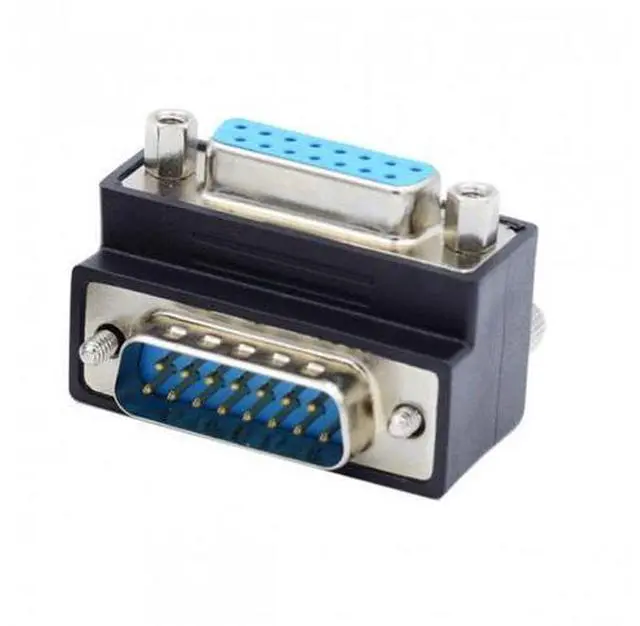 Alt view image 2 of 6 - HKCY DB-003-DN Down 90 Degree Angled DSUB D-subminiature 15pin Male to Female Extension Adapter DB Connector