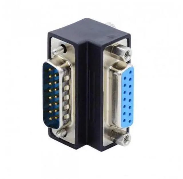 Alt view image 3 of 6 - HKCY DB-003-DN Down 90 Degree Angled DSUB D-subminiature 15pin Male to Female Extension Adapter DB Connector