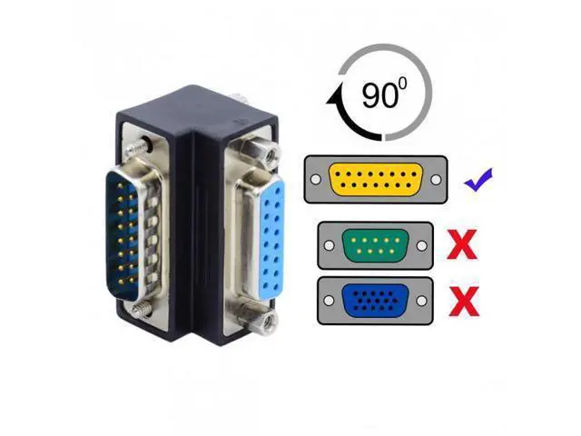 Alt view image 5 of 6 - HKCY DB-003-DN Down 90 Degree Angled DSUB D-subminiature 15pin Male to Female Extension Adapter DB Connector