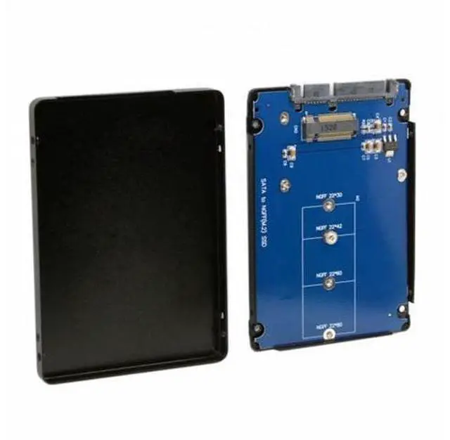Main image of B+M Key Socket 2 M.2 NGFF (SATA) SSD to 2.5 SATA Adapter Card Adapter with Black Metal Case