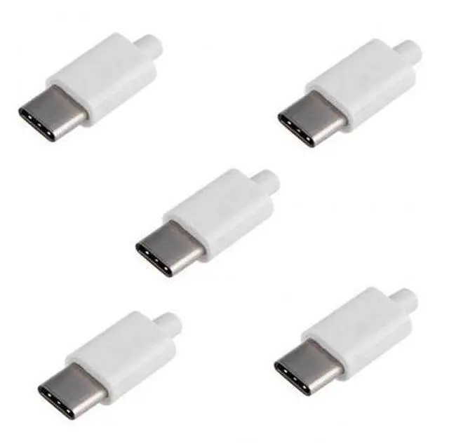 Main image of HKCY UC-050-WH-5PCS 5set DIY 24pin USB 3.1 Type C USB-C Male Plug Connector SMT type with 3.5mm SR and Housing Cover