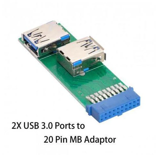 Alt view image 4 of 7 - HKCY U3-071 Dual Side USB 3.0 A Type Female to Motherboard 20Pin 19 Pin Box Header Slot Adapter PCBA with LED