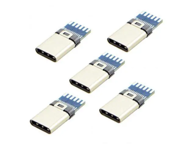 Alt view image 2 of 7 - HKCY UC-050-WH-5PCS 5set DIY 24pin USB 3.1 Type C USB-C Male Plug Connector SMT type with 3.5mm SR and Housing Cover