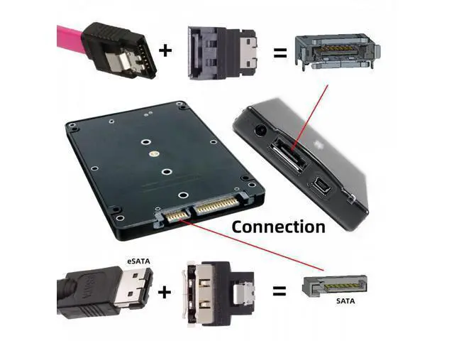 Alt view image 3 of 6 - 2pcs/lot SATA 7Pin Male to ESATA Female & External ESATA to SATA Adapter Extender for SSD Disk