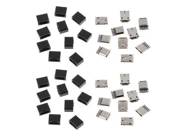 Main image of HKCY CN-001-50PCS 50Pcs Type B Micro USB Female 5 Pin Jack Port Socket Connector Solder Type Repair Parts