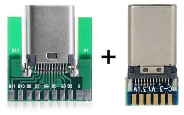 Main image of HKCY UC-206+207 DIY 24pin USB 3.1 Type C MaleFemale PlugSocket Connector SMT type with PC Board 1 set