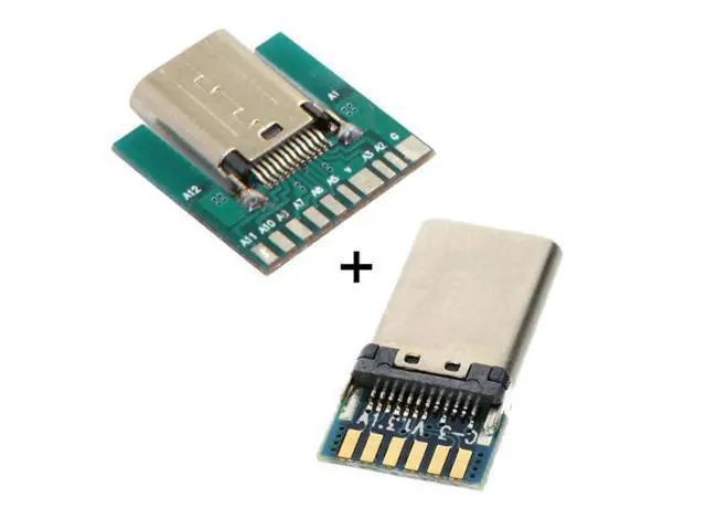 Alt view image 3 of 6 - HKCY UC-206+207 DIY 24pin USB 3.1 Type C MaleFemale PlugSocket Connector SMT type with PC Board 1 set