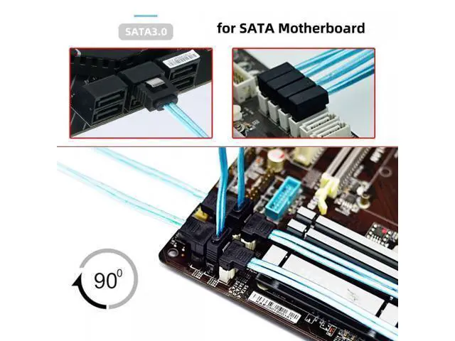 Alt view image 5 of 7 - 4pcs/lot 90 Degree Angled Type Internal 4-SATA Host to 4SATA 7pin Target Disk 6Gbps Data Server Cable 25cm