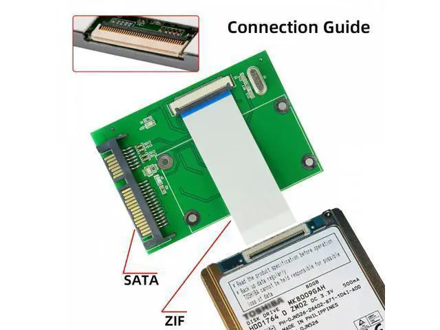 Alt view image 2 of 7 - 40 Pin ZIF LIF CE 1.8 Inch SSD/HDD Disk to SATA Adapter Board with LIF Flat Cable