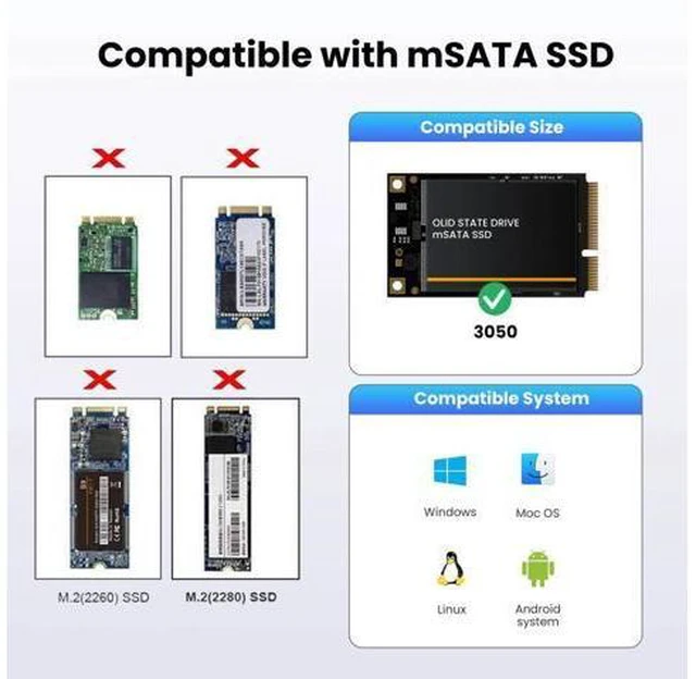 Alt view image 5 of 7 - Slim Type 50Pin mSATA 3050 SSD 5x3cm to 2.5" SATA 3.0 22Pin Disk Adapter 6Gbps PCBA