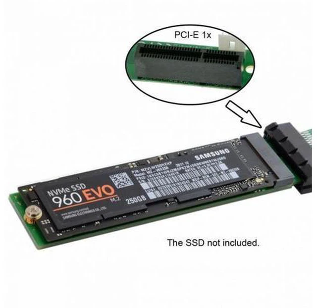 Alt view image 7 of 7 - NGFF M-key NVME AHCI SSD to PCI-E 3.0 1x x1 Vertical Adapter with Cable Male to Female Extension