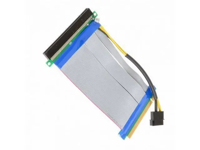 Alt view image 6 of 7 - PCI-E Express 16X to 16x Riser Extender Card with Molex IDE Power Ribbon Cable 20cm