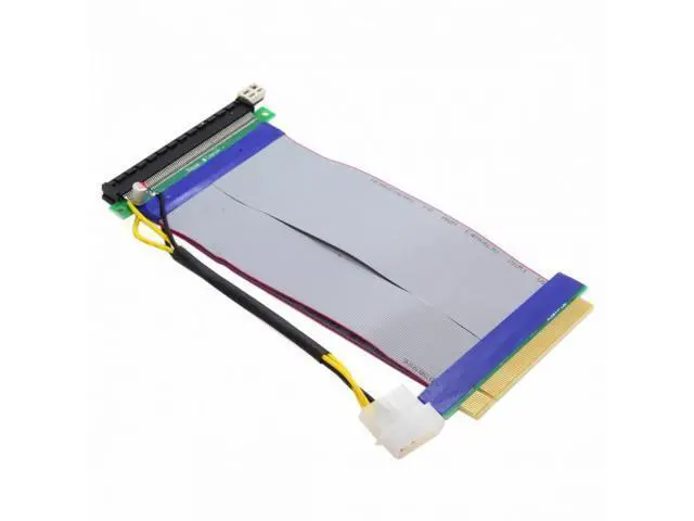 Alt view image 5 of 7 - PCI-E Express 16X to 16x Riser Extender Card with Molex IDE Power Ribbon Cable 20cm
