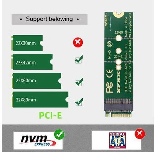 Alt view image 6 of 7 - NGFF Key-E WiFi Riser Card Wireless to M.2 NGFF Key-M NVME SSD Adapter Compatible with Wifi6 WIFI7 Networking Card