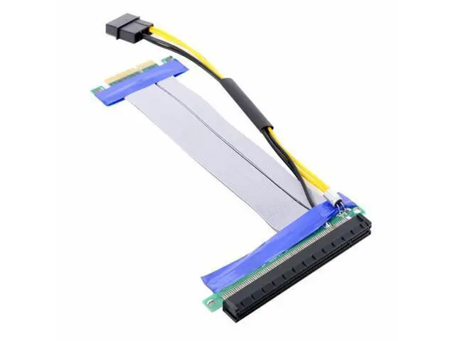 Alt view image 4 of 7 - PCI-E Express 4x to 16x Flex Cable Extender Converter Riser Card Adapter with 4pin Power 15cm