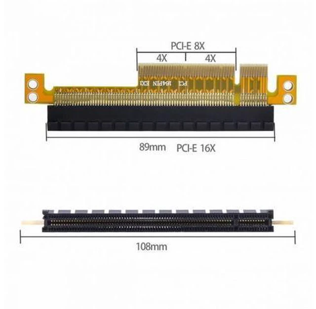 Alt view image 3 of 7 - PCI-E Express 8x to 16x Extender Converter Riser Card Adapter Male to Female Extension