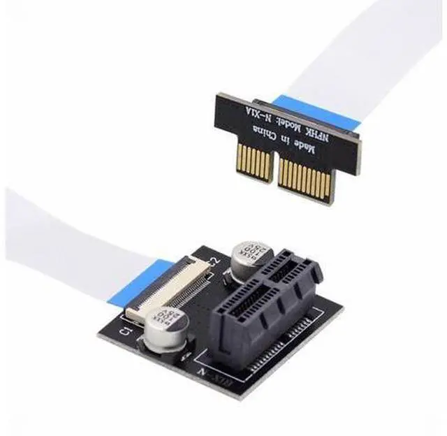 Main image of Low Profile PCI-E Express 1X Slot Riser Card Extender Extension Ribbon Flex Relocate Cable 10cm 90 Degree Angled
