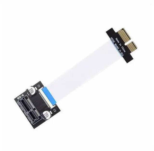 Alt view image 2 of 6 - Low Profile PCI-E Express 1X Slot Riser Card Extender Extension Ribbon Flex Relocate Cable 10cm 90 Degree Angled