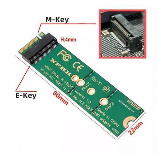 Alt view image 3 of 7 - NGFF Key-E WiFi Riser Card Wireless to M.2 NGFF Key-M NVME SSD Adapter Compatible with Wifi6 WIFI7 Networking Card