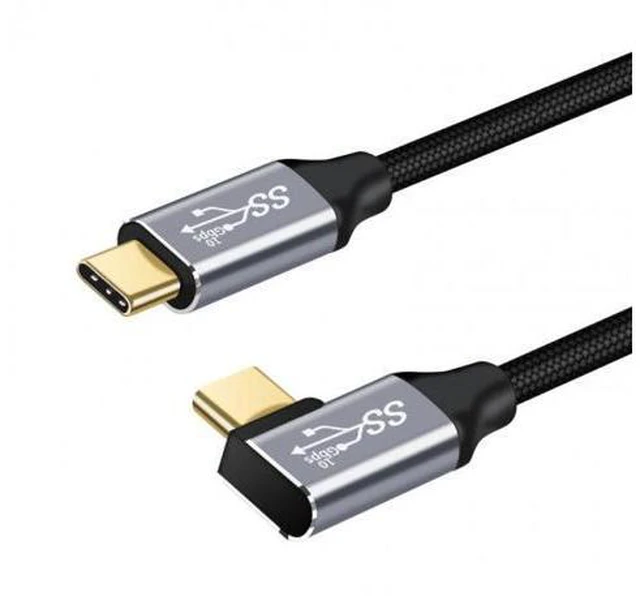 Alt view image 3 of 7 - 90 Degree Right Angled Type-C USB-C Male to Male USB3.1 10Gbps 100W Data Cable for Laptop and Phone