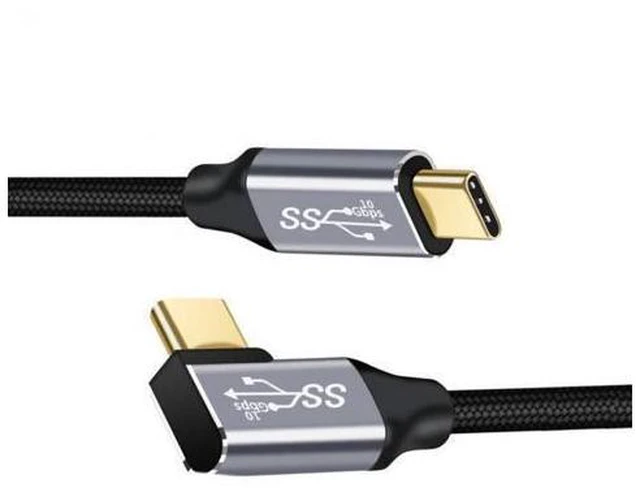 Alt view image 4 of 7 - 90 Degree Right Angled Type-C USB-C Male to Male USB3.1 10Gbps 100W Data Cable for Laptop and Phone