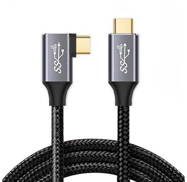 Main image of 90 Degree Right Angled Type-C USB-C Male to Male USB3.1 10Gbps 100W Data Cable for Laptop and Phone