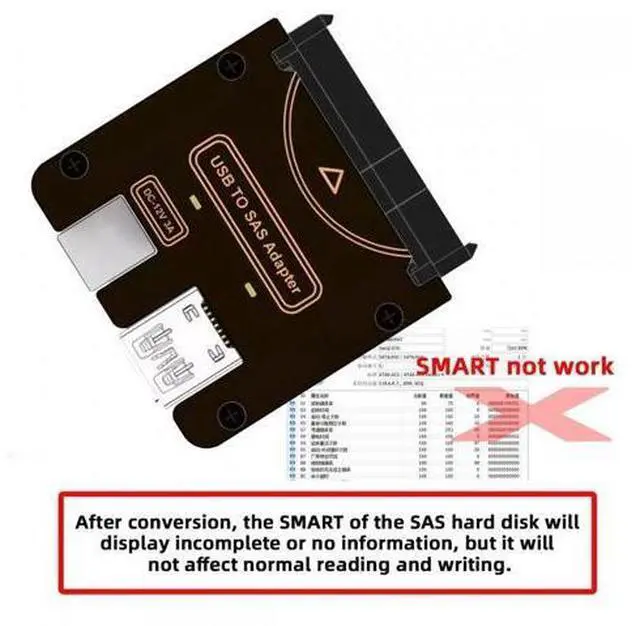 Alt view image 5 of 7 - SFF-8482 SAS 29Pin to USB 3.0 5Gbps Hard Disk Drive Raid Adapter with Chipset and Power Port (Need 12V/3A Power Supply)