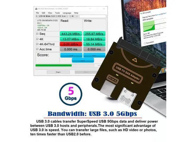 Alt view image 6 of 7 - SFF-8482 SAS 29Pin to USB 3.0 5Gbps Hard Disk Drive Raid Adapter with Chipset and Power Port (Need 12V/3A Power Supply)