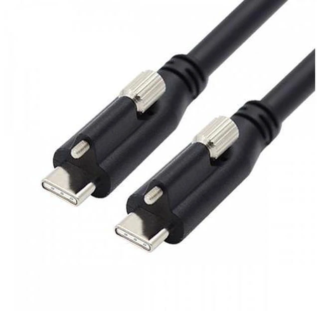 Main image of USB 3.1 Type-C Locking to Locking USB-C Data Power Cable for Camera With Single Panel Mount Screw Connector (3.0m)
