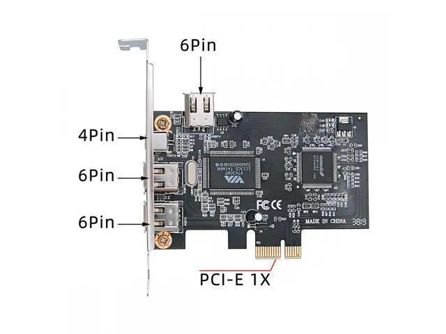 Alt view image 2 of 7 - PCI-E 1X 4X 16X to Firewire 400 Capture Card IEEE 1394a PCI Express 4 Ports Card 6Pin and 4Pin IEEE-1394 400Mbps Adapter for Windows Mac Os Linux