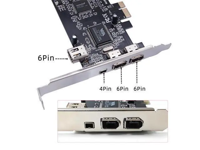 Alt view image 3 of 7 - PCI-E 1X 4X 16X to Firewire 400 Capture Card IEEE 1394a PCI Express 4 Ports Card 6Pin and 4Pin IEEE-1394 400Mbps Adapter for Windows Mac Os Linux