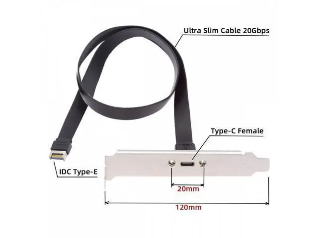 Alt view image 3 of 7 - USB 3.2 Type-E IDC 20Pin Front Panel Header to USB-C Type-C Female Extension Cable 20Gbps with Panel Mount Screw