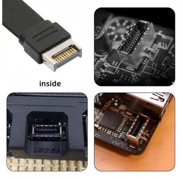 Alt view image 6 of 7 - USB 3.2 Type-E IDC 20Pin Front Panel Header to USB-C Type-C Female Extension Cable 20Gbps with Panel Mount Screw