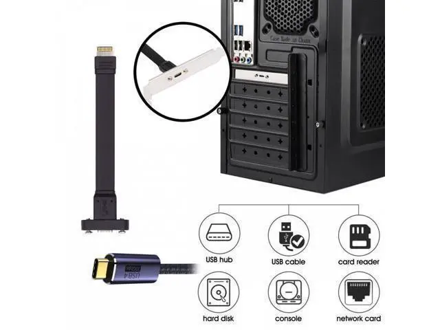 Alt view image 7 of 7 - USB 3.2 Type-E IDC 20Pin Front Panel Header to USB-C Type-C Female Extension Cable 20Gbps with Panel Mount Screw