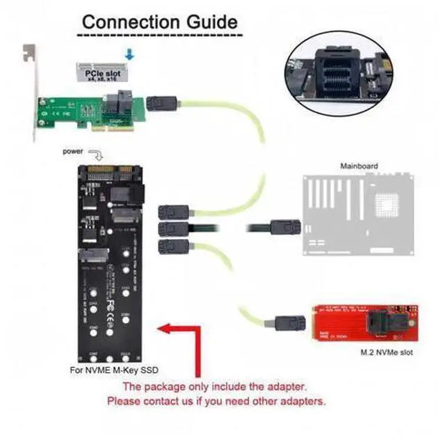 Alt view image 4 of 7 - SFF-8643 to U2 Kit NGFF M-Key to HD Mini SAS NVME PCIe SSD SATA Adapter for Motherboard
