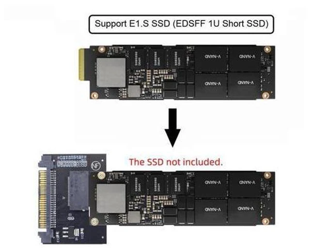 Alt view image 7 of 7 - HKCY U.2 SFF-8639 Host Adapter to NVMe Ruler 1U GEN-Z EDSFF Short SSD P4511 E1.S Carrier Adapter