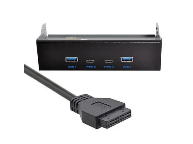 Alt view image 2 of 7 - SM USB-C & USB 3.0 HUB 4 Ports Front Panel to Motherboard 20Pin Connector Cable for 5.25" CD-ROM Bay