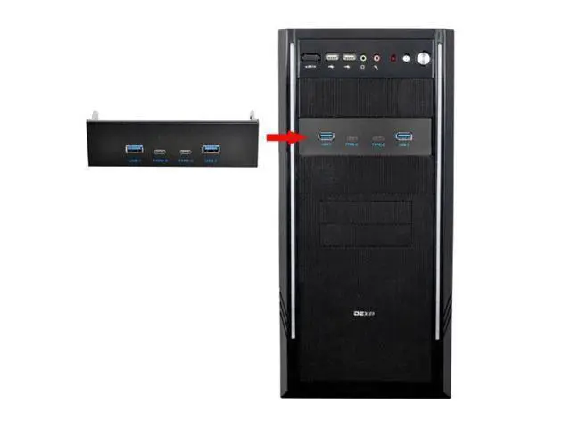 Alt view image 6 of 7 - SM USB-C & USB 3.0 HUB 4 Ports Front Panel to Motherboard 20Pin Connector Cable for 5.25" CD-ROM Bay