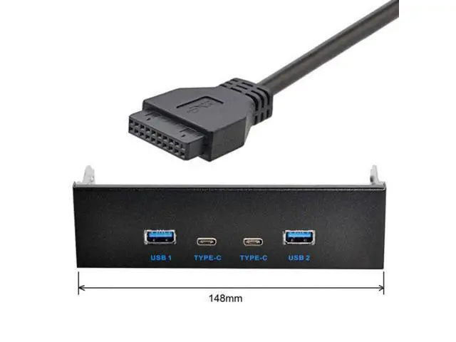 Alt view image 3 of 7 - SM USB-C & USB 3.0 HUB 4 Ports Front Panel to Motherboard 20Pin Connector Cable for 5.25" CD-ROM Bay